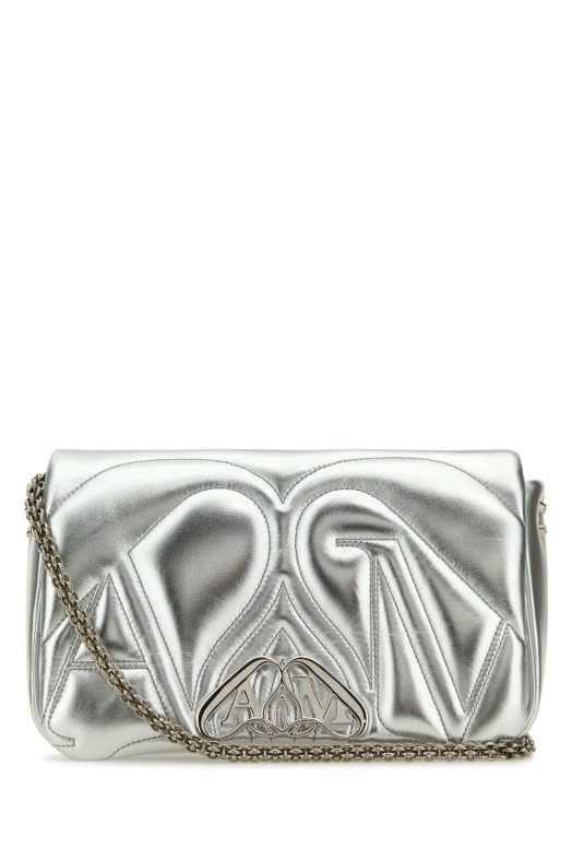 Silver leather small Seal shoulder bag ALEXANDER MCQUEEN (7573751BL0I)