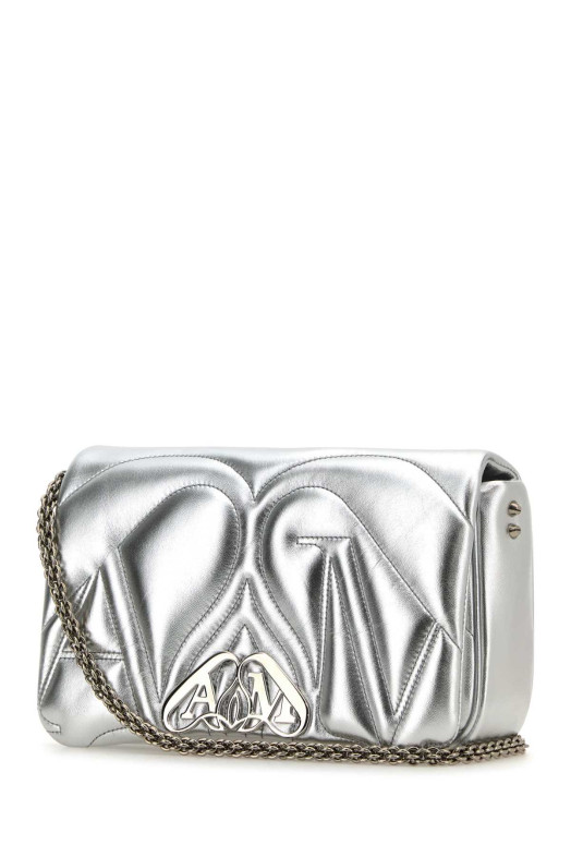Silver leather small Seal shoulder bag ALEXANDER MCQUEEN (7573751BL0I)