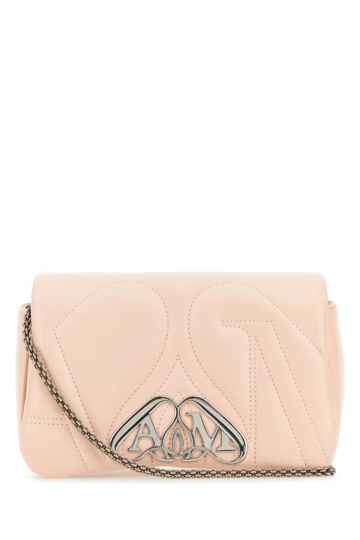 Pastel pink leather mini Seal clutch ALEXANDER MCQUEEN (7770111BLE2)