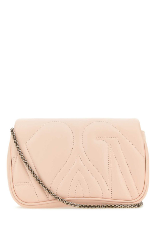 Pastel pink leather mini Seal clutch ALEXANDER MCQUEEN (7770111BLE2)