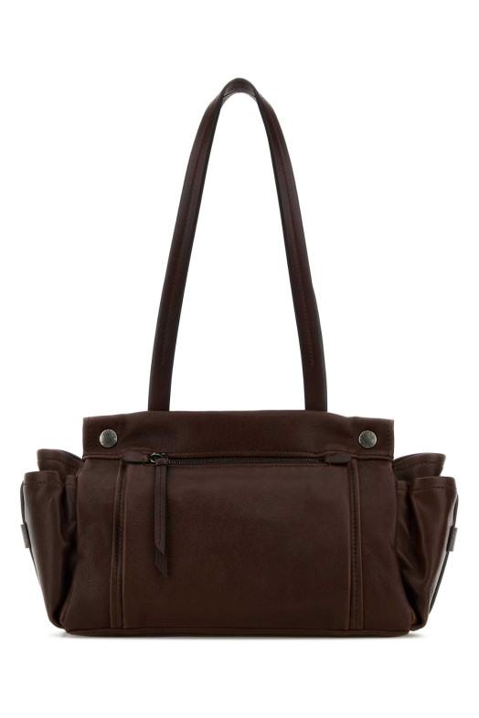 Chocolate leather medium Prada Route shopping bag PRADA (1BG6452G6F)