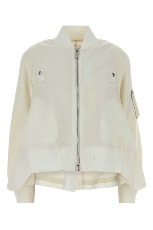 Ivory nylon bomber jacket Blue SACAI (2608449)