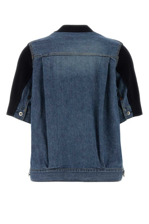 Two-tone denim and knit cardigan Beige SACAI (2608471)