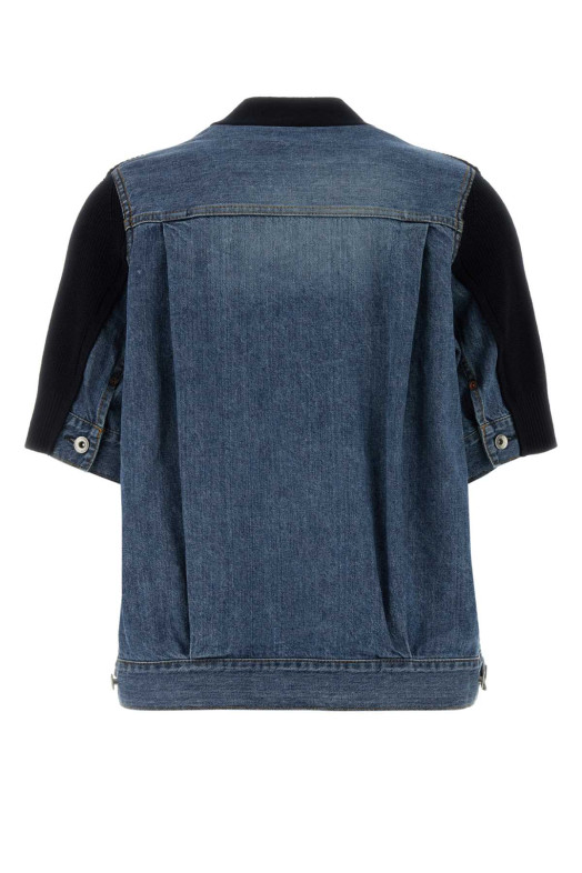 Two-tone denim and knit cardigan Beige SACAI (2608471)