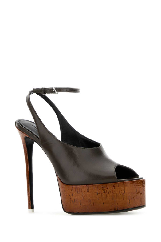 Dark grey leather Ornella sandals THE ATTICO (260WSH00911LBT019AA)