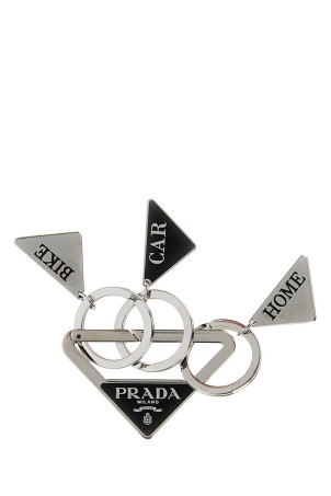 Silver metal keyring Black PRADA (2PS06566A)