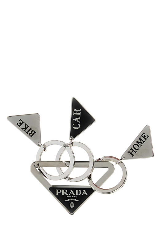 Silver metal keyring Black PRADA (2PS06566A)
