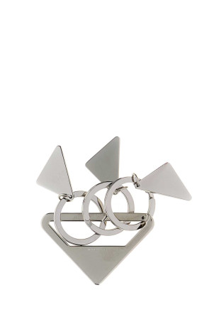 Silver metal keyring Black PRADA (2PS06566A)