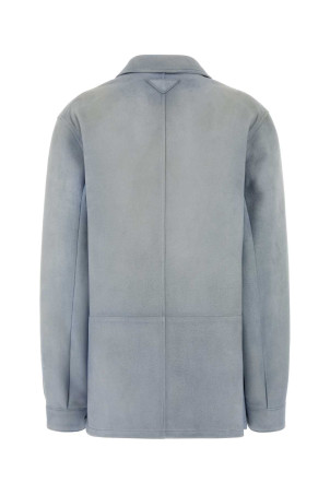 Светло-голубая замшевая куртка PRADA (56A236SOOO1835)