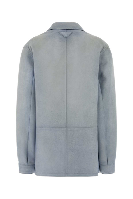 Светло-голубая замшевая куртка PRADA (56A236SOOO1835)