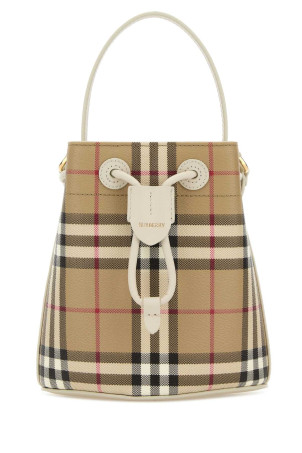 Сумка-відро з принтом на полотні BURBERRY (8125133)