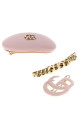 Two-tone leather and metal hair clips set GUCCI (8550603HBIV)