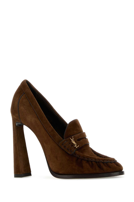 Brown suede Le Loafers pumps SAINT LAURENT (85897527DAB)
