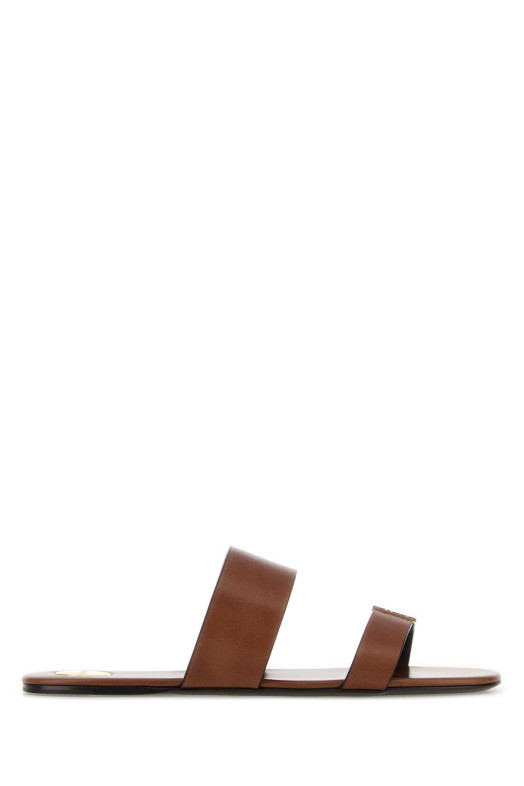 Brown leather Babylone slippers SAINT LAURENT (860809DWE00)