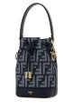 Мини-сумка-ведро из джинсовой ткани с декоративными элементами Mon Tresor от FENDI (8BS109AWVA)