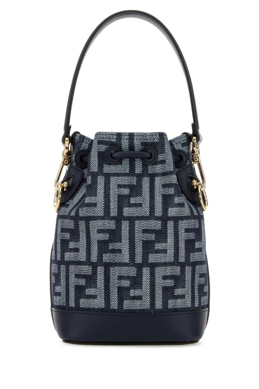 Мини-сумка-ведро из джинсовой ткани с декоративными элементами Mon Tresor от FENDI (8BS109AWVA)