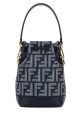 Мини-сумка-ведро из джинсовой ткани с декоративными элементами Mon Tresor от FENDI (8BS109AWVA)