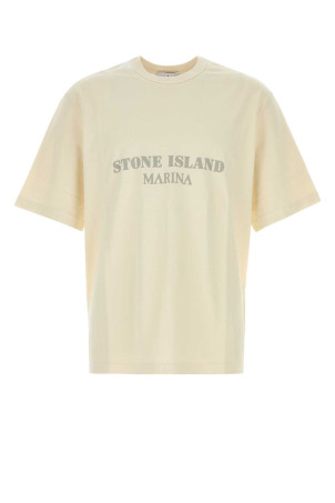 Cream cotton t-shirt White STONE ISLAND (L1S152100017S0X16)