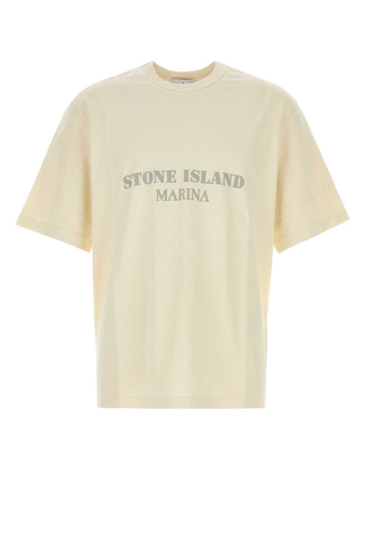 Cream cotton t-shirt White STONE ISLAND (L1S152100017S0X16)