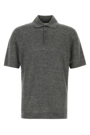 Melange dark grey linen blend polo shirt BRUNELLO CUCINELLI (M2L00315)