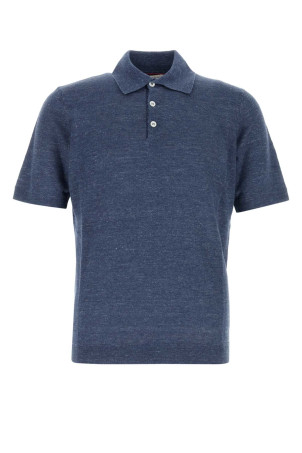 Melange blue linen blend polo shirt BRUNELLO CUCINELLI (M2L00315)