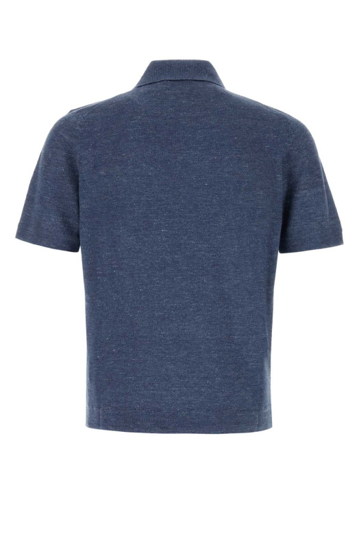 Melange blue linen blend polo shirt BRUNELLO CUCINELLI (M2L00315)