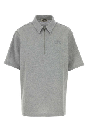 Grey cotton blend oversize polo shirt MIU MIU (MML05KSOOO19PM)