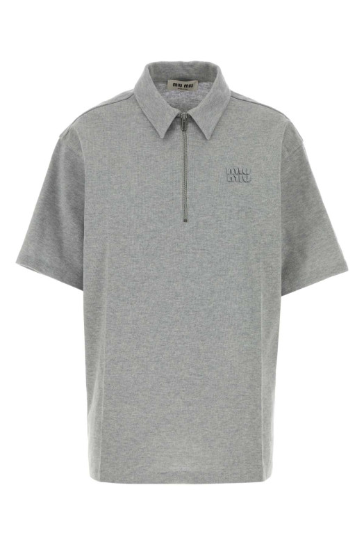 Grey cotton blend oversize polo shirt MIU MIU (MML05KSOOO19PM)