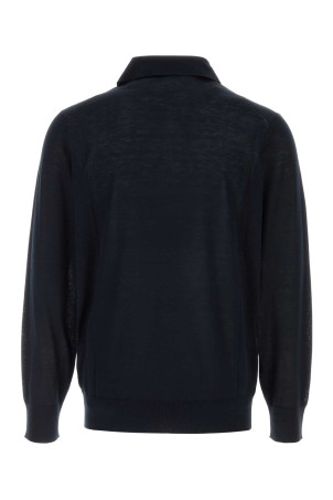 Midnight blue silk blend polo shirt BRUNELLO CUCINELLI (MNB805415)