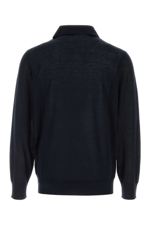 Midnight blue silk blend polo shirt BRUNELLO CUCINELLI (MNB805415)