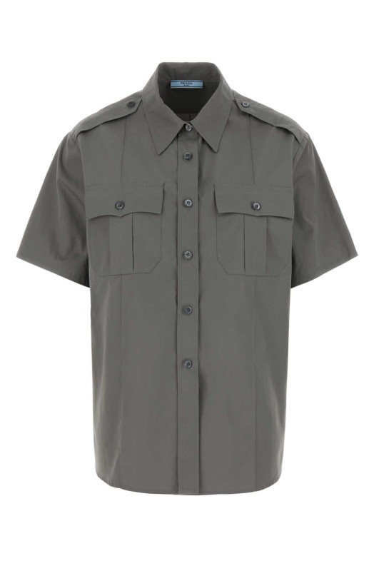 Dark grey poplin shirt PRADA (P411JSOOO1XV2)
