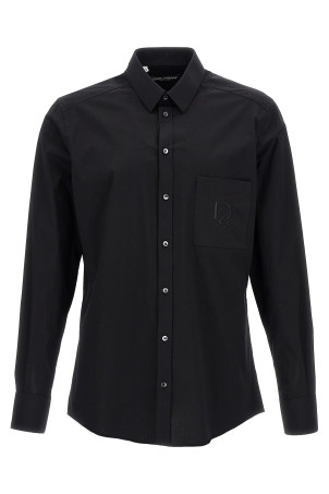 Logo embroidery shirt Black