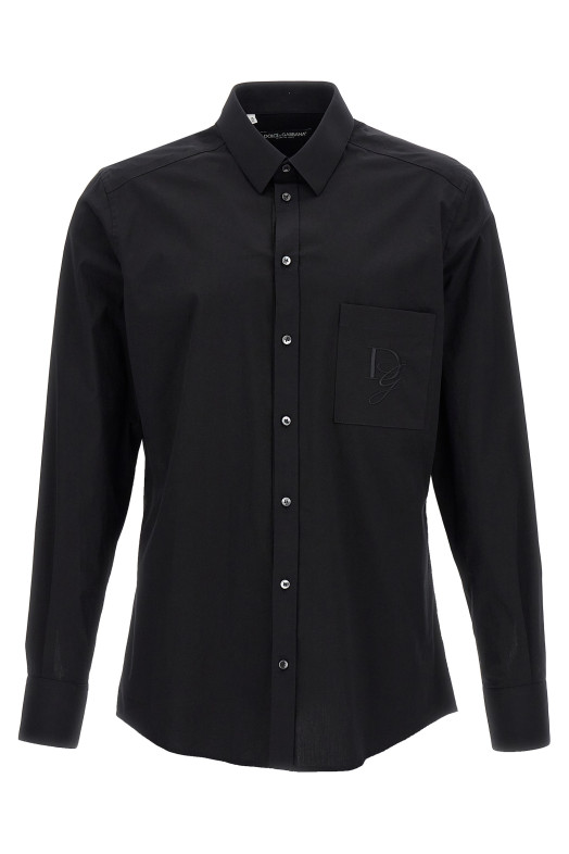 Logo embroidery shirt Black