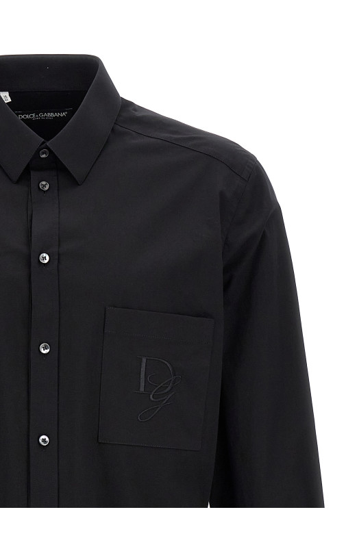 Logo embroidery shirt Black