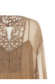 Floral carving blouse Beige