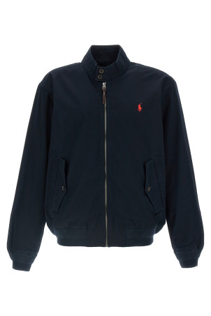 Logo embroidery bomber jacket Blue