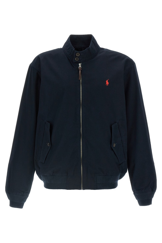 Logo embroidery bomber jacket Blue