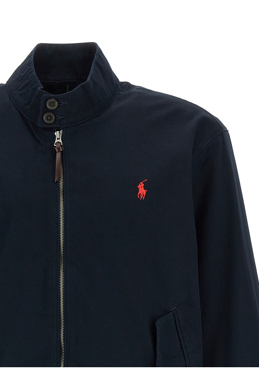 Logo embroidery bomber jacket Blue