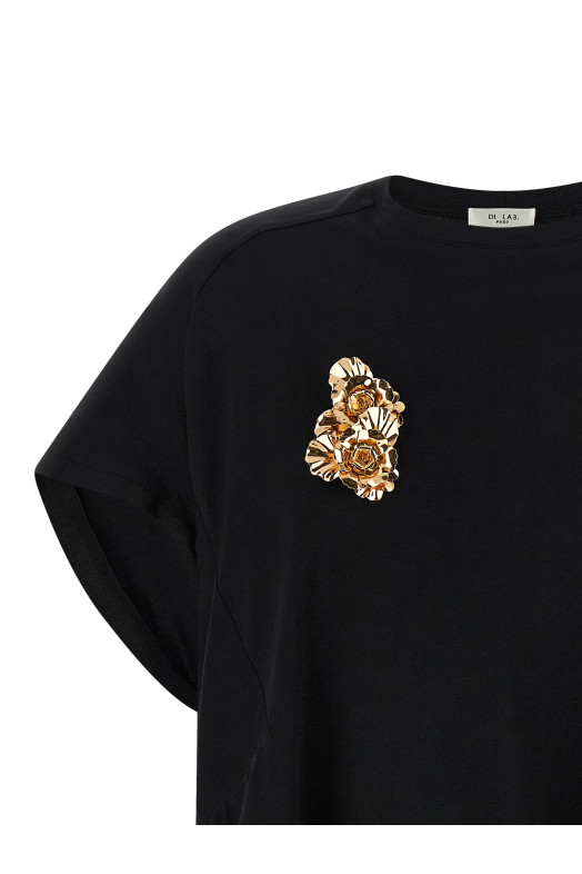 Футболка с двойным вырезом, черная DI.LA3 PARI' T92NERO