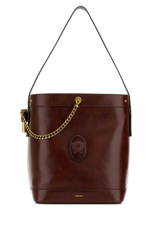 Burgundy leather bucket bag VERSACE (10232541A17453)