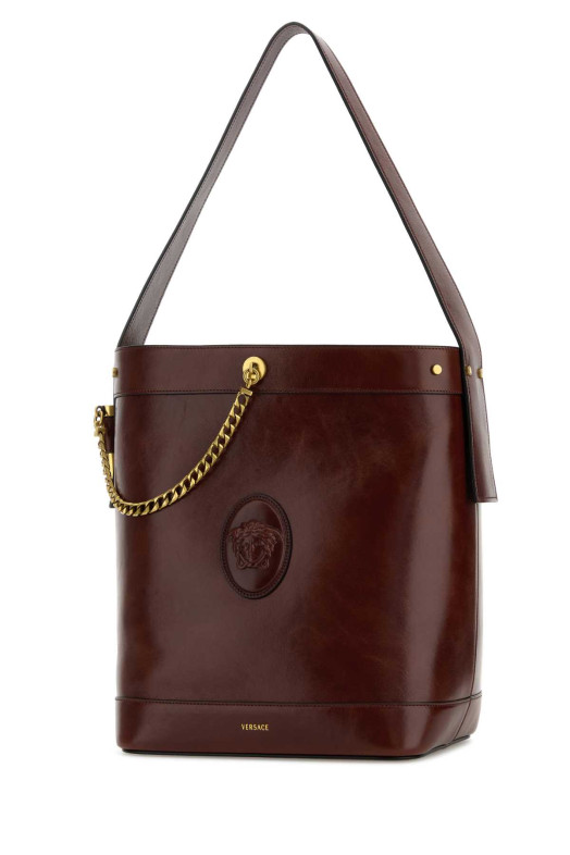 Burgundy leather bucket bag VERSACE (10232541A17453)
