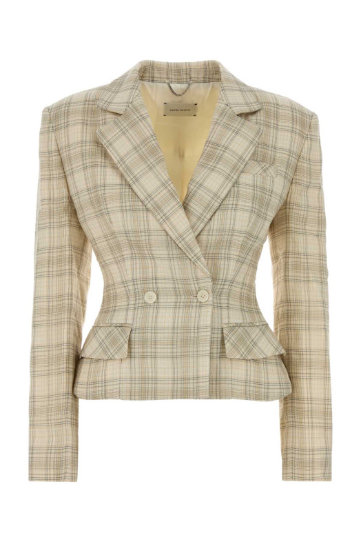 Хлопковый блейзер с вышивкой, бежевый, MAGDA BUTRYM (114526)