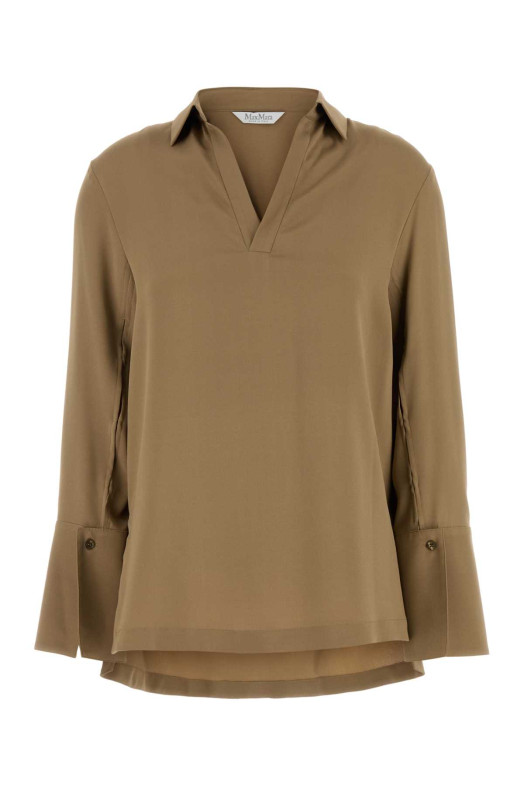 Camel stretch crepe Dover blouse Blue MAX MARA (2521196018600)
