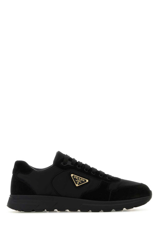 Black Re-Nylon and suede Prax sneakers Black PRADA (2EE436FG000D7C)