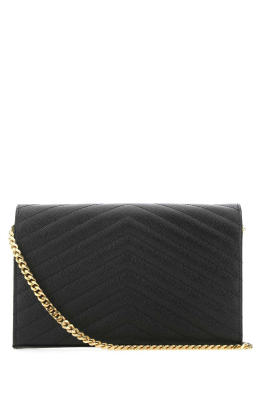 Black leather clutch Black SAINT LAURENT (377828BOW01)