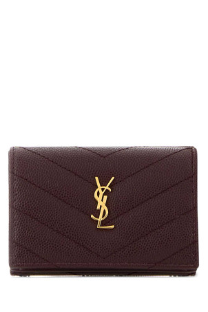 Plum leather wallet SAINT LAURENT (843909AAGY5)