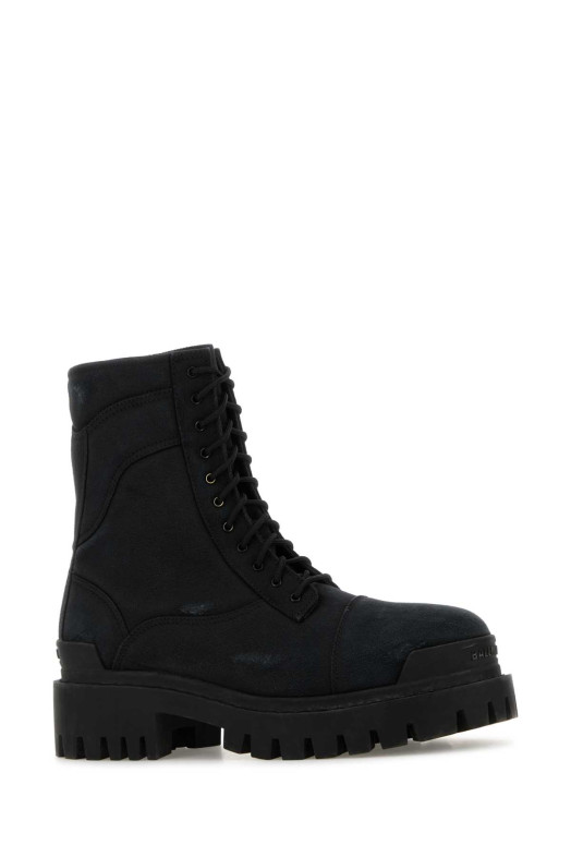 Slate canvas Combat Strike ankle boots Black BALENCIAGA (845015W2H11)