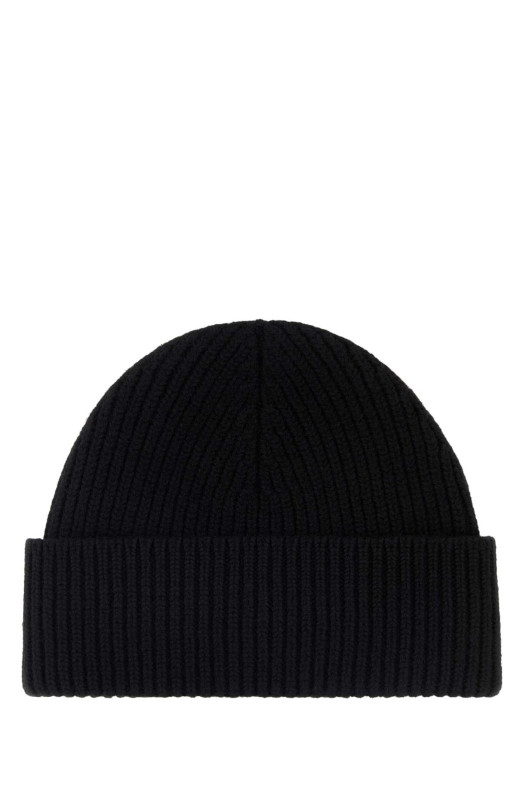 Black wool beanie hat White AMI (BFUHA116018)
