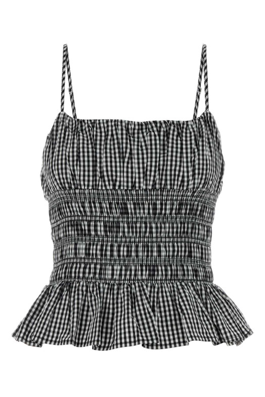 Топ из поплина с вышивкой, бело-чёрный, MICHAEL BY MICHAEL KORS (MS640ZXKQP)