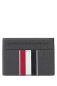 Grey leather card holder Black THOM BROWNE (UAW090A00198)